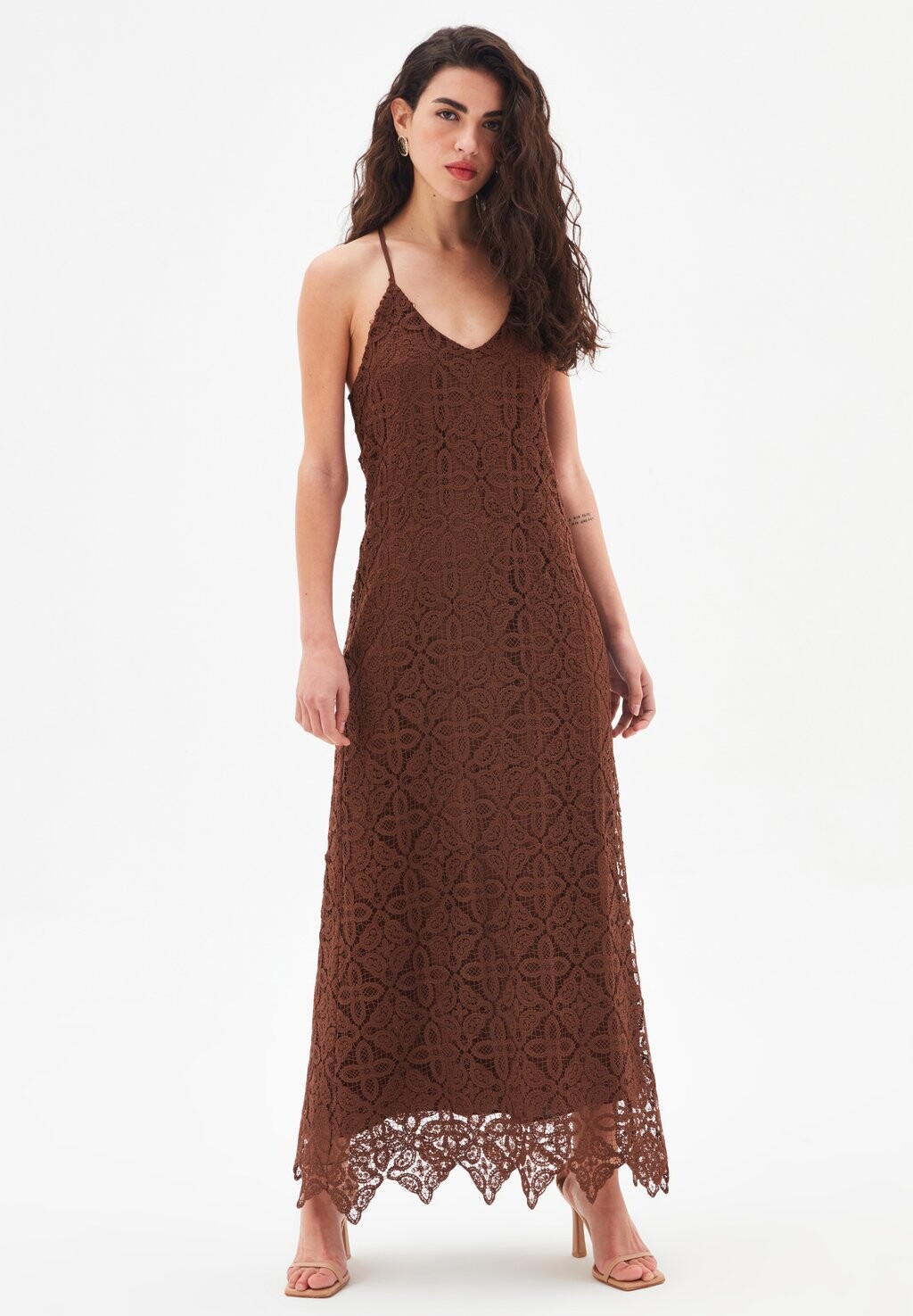 

Платье макси V NECK GUIPURE adL, цвет brown