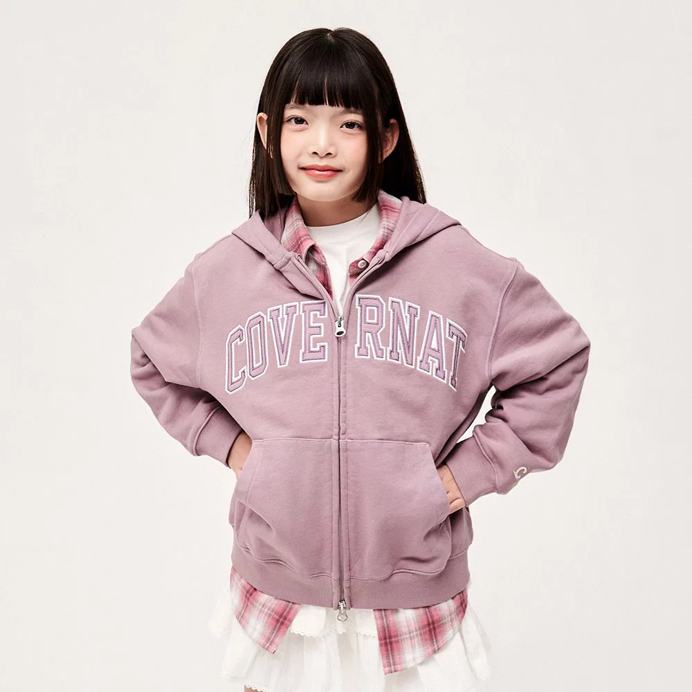 Детская худи на молнии Arch Logo Pigment розовая от Covernat Kids