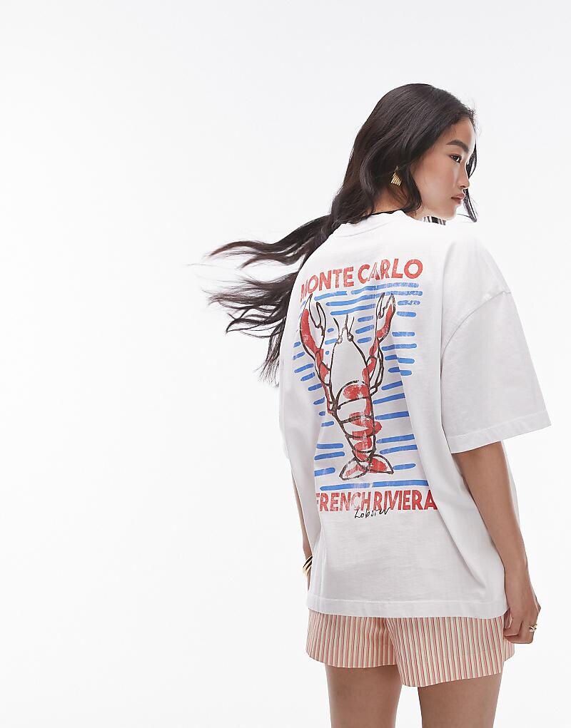 

Topshop — белая футболка с изображением лобстера «Монтекарло»