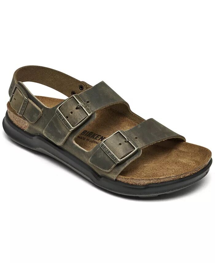 

Мужские сандалии Milano Crosstown из восковой кожи с двумя ремешками от Finish Line Birkenstock, зеленый