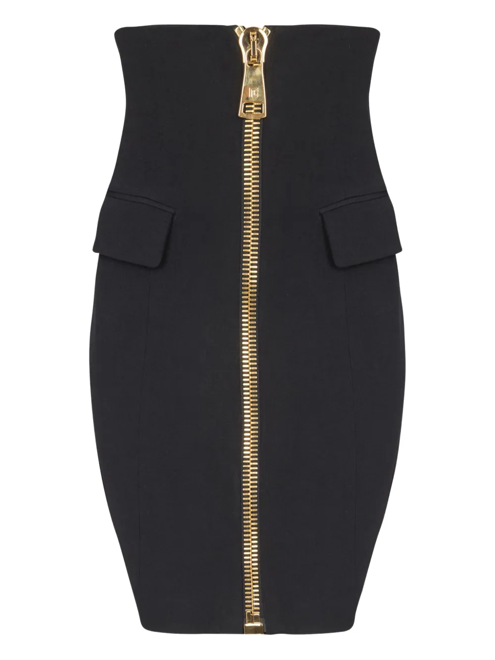 

Короткая юбка на молнии с карманами BALMAIN, черный