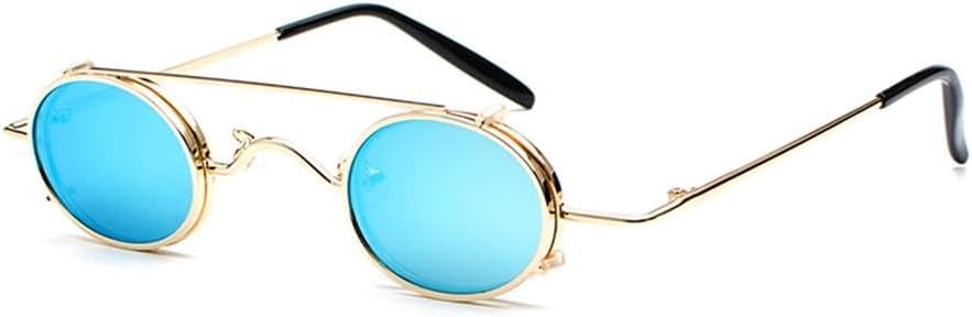 

Винтажные круглые солнцезащитные очки со съемными линзами для мужчин и женщин в стиле стимпанк, ретро, ​​маленькие круглые очки в металлической оправе KTUCN, C7goldblue