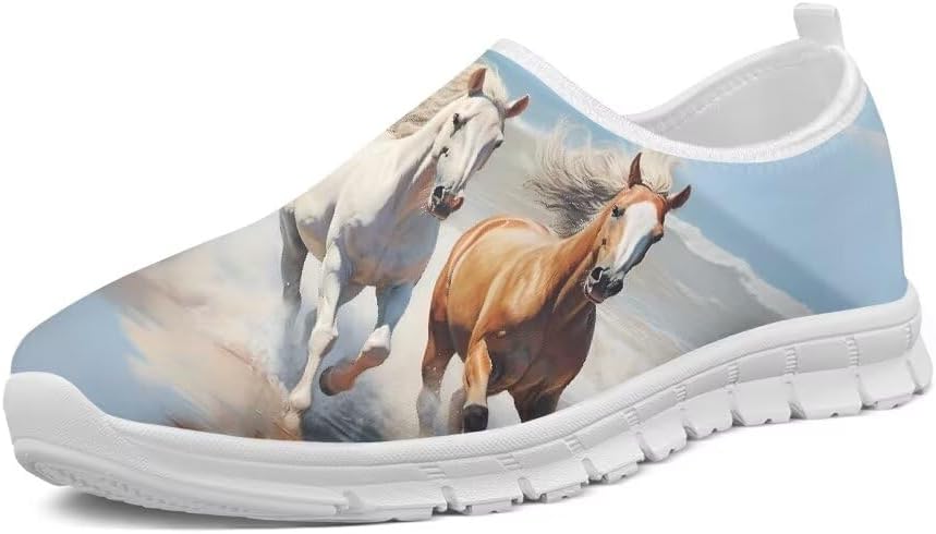 

Женские кроссовки Forchrinse Blue Hummingbird Floral для прогулок, мужские слипоны, легкие мягкие кроссовки с поддержкой свода, лоферы, дышащие, Hawaiian Running Horse