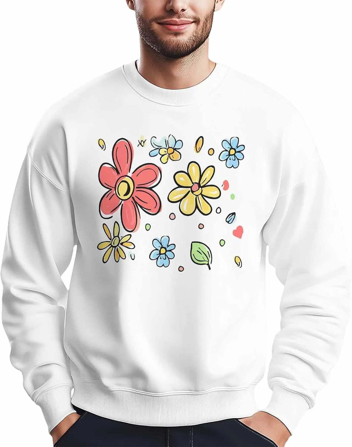 

Мужской свитшот с рисунком цветов акварелью, лонгслив Winvebermior