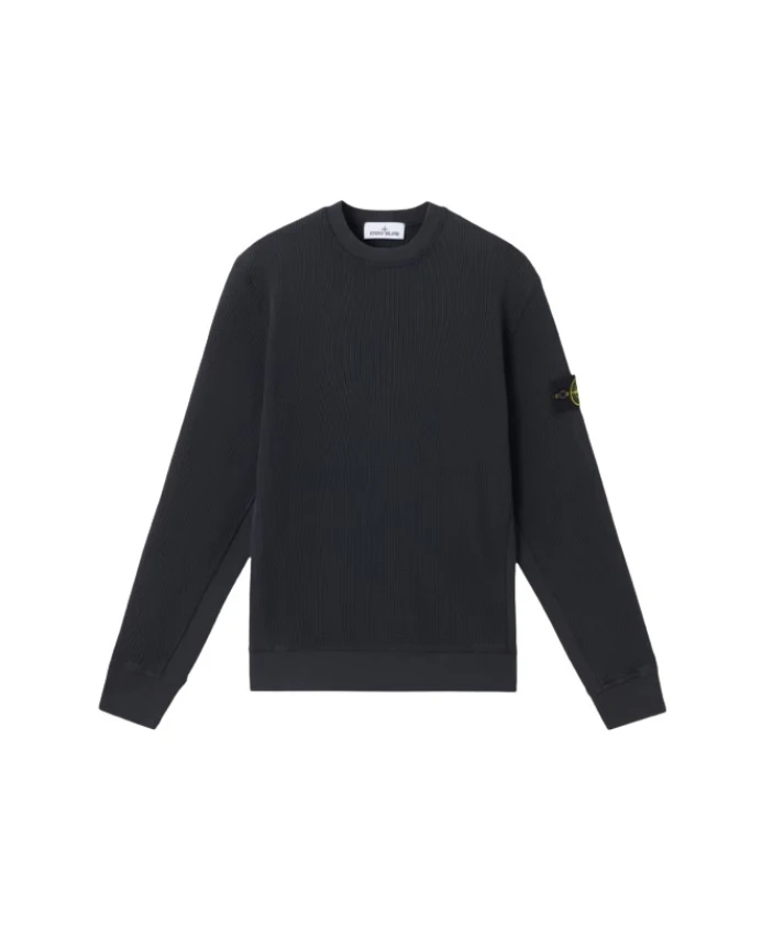 Темно-Синяя толстовка с круглым вырезом и вафельной отделкой Stone Island, синий
