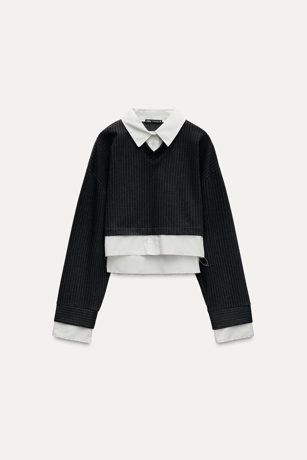 

Толстовка oversize в тонкую полоску ZARA, серый/бежевый