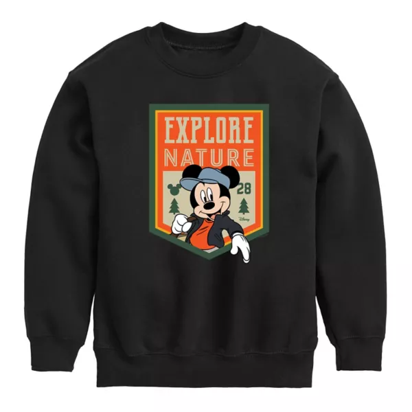 

Флисовая толстовка для мальчиков 8-20 лет Mickey Mouse с принтом "Исследуй природу" Disney, черный