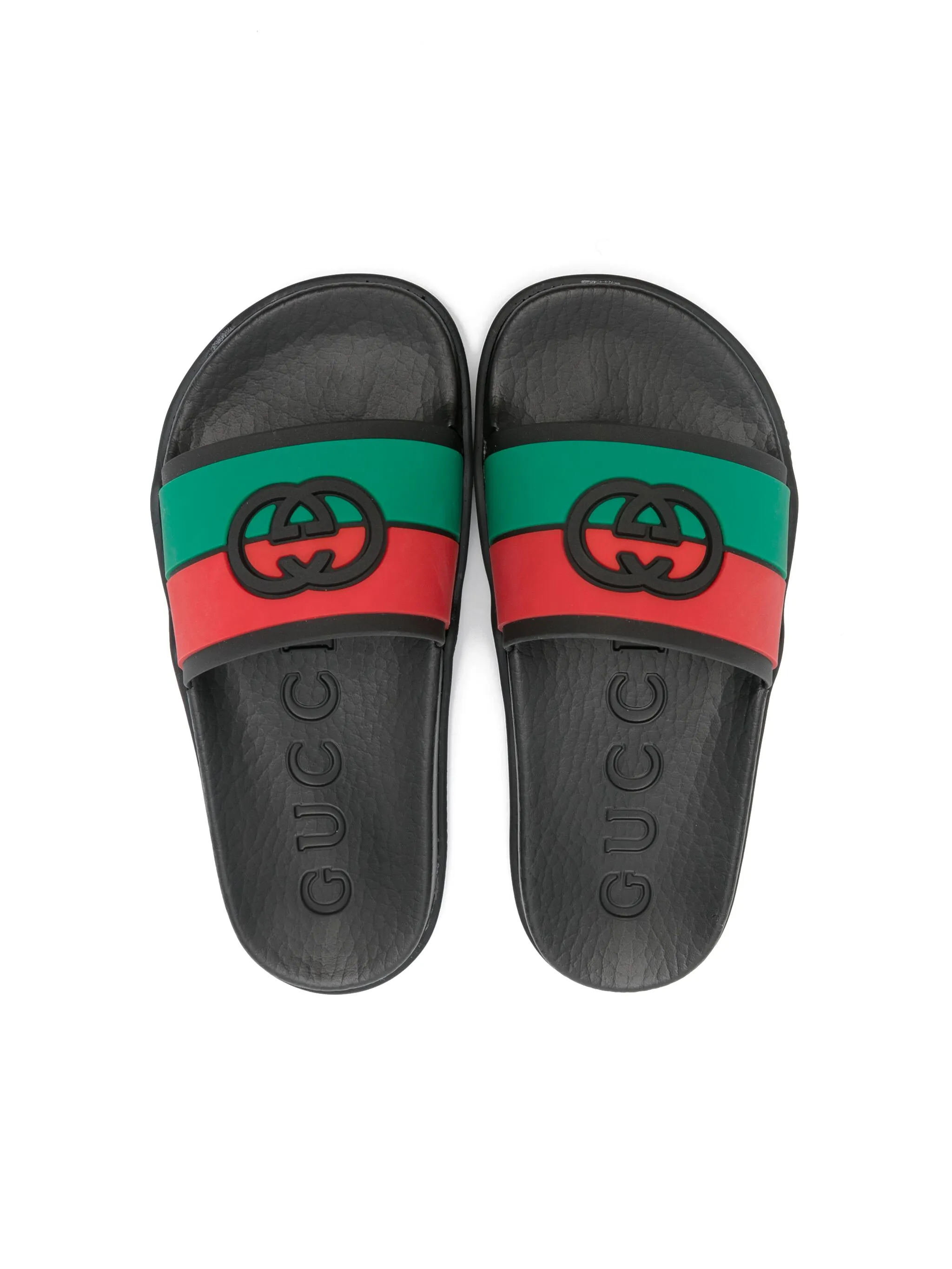 Шлепанцы с отделкой Web Gucci Kids, черный — фото 3