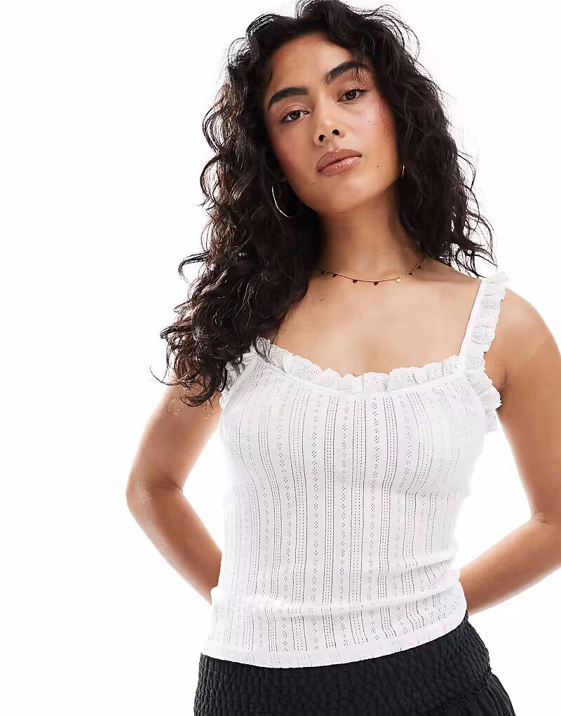 

Топ Miss Selfridge с ажурной отделкой и отделкой ришелье кремового цвета