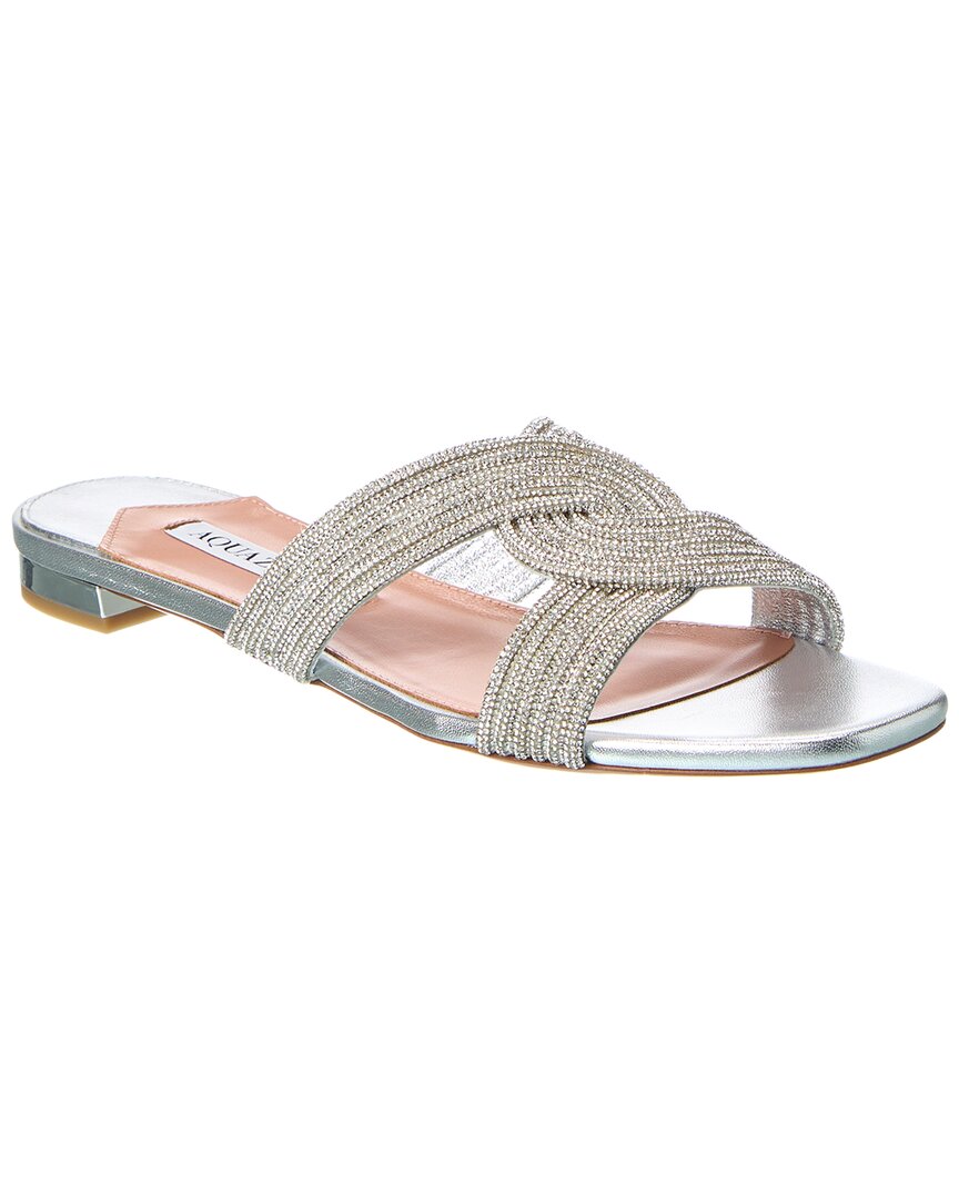 Aquazzura Gatsby Leather Sandal, серебряный