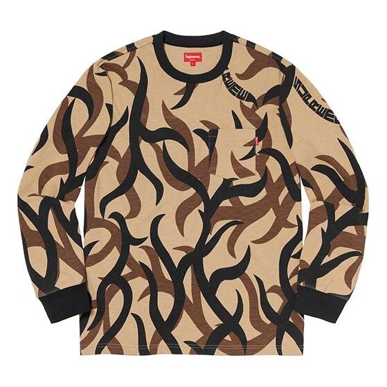 

Футболка fw19 week 12 ls pocket tan tribal camo tee Supreme, желтый
