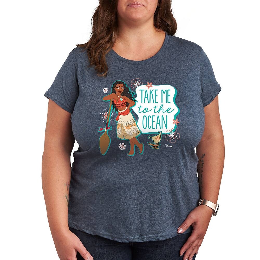 

Футболка Disney Princess Moana Plus с рисунком океана, цвет Heather Blue