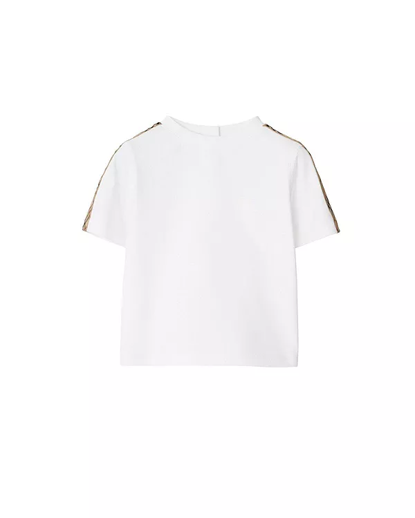 

Детская хлопковая футболка в клетку. Burberry, бежевый