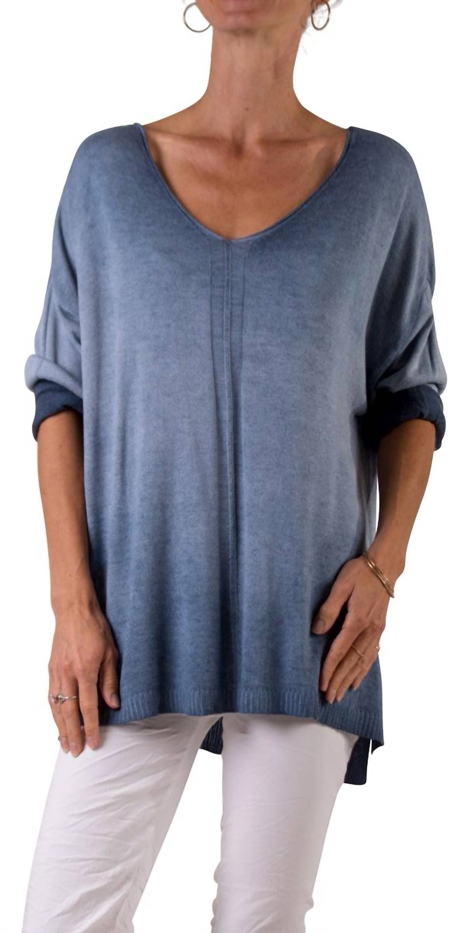 

Вязаный свитер Donna Knit с V-образным вырезом синего цвета Gigi Moda, синий