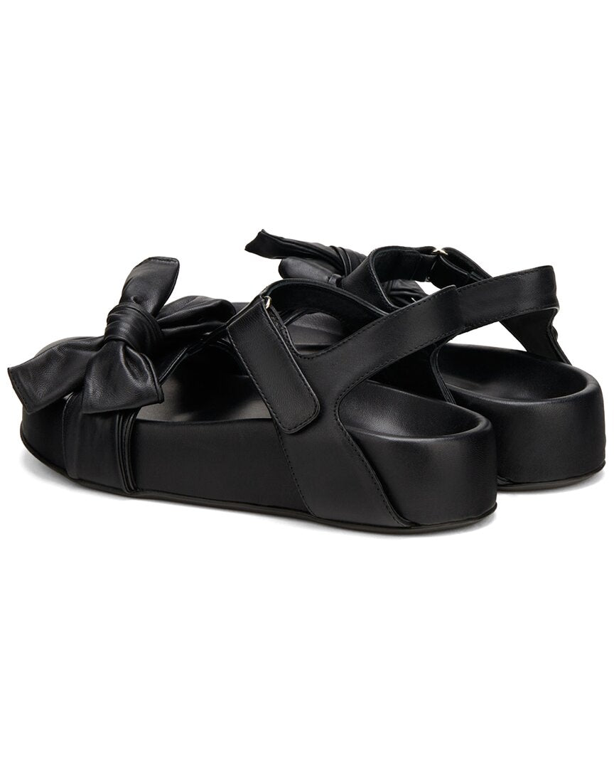 AGL Jane Ribbon Leather Sandal, Nero — фото 2
