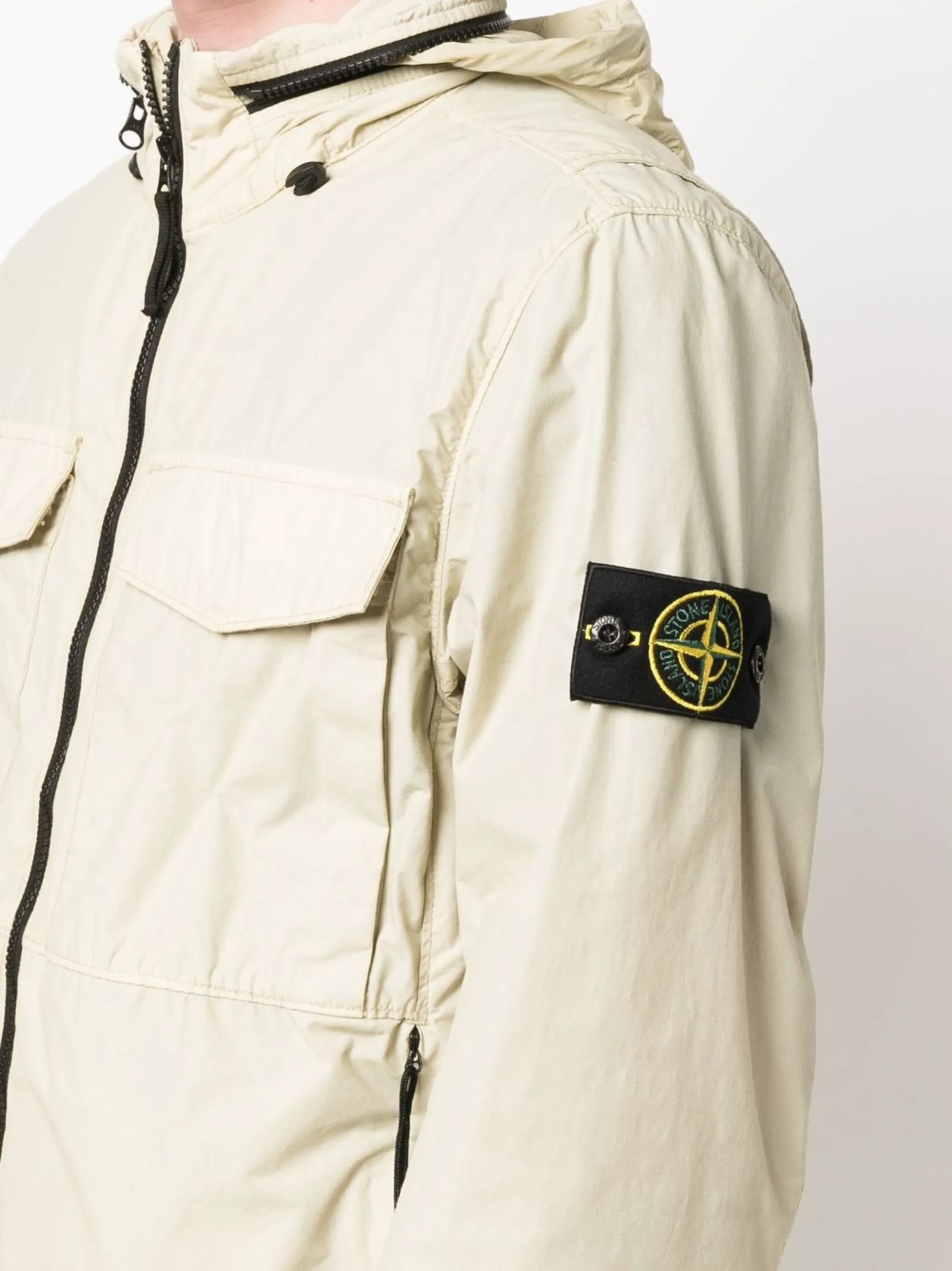 Куртка на молнии с нашивкой Compass Stone Island, нейтральный — фото 4