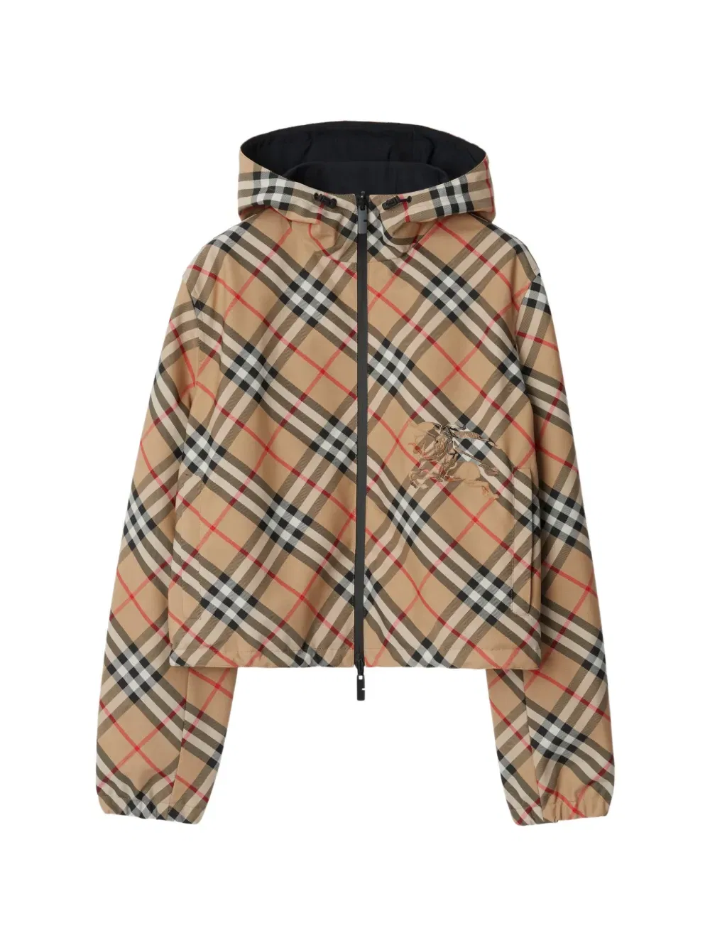 Жакет Burberry двусторонний укороченный клетчатый, аппликация рыцарь, нейтральный