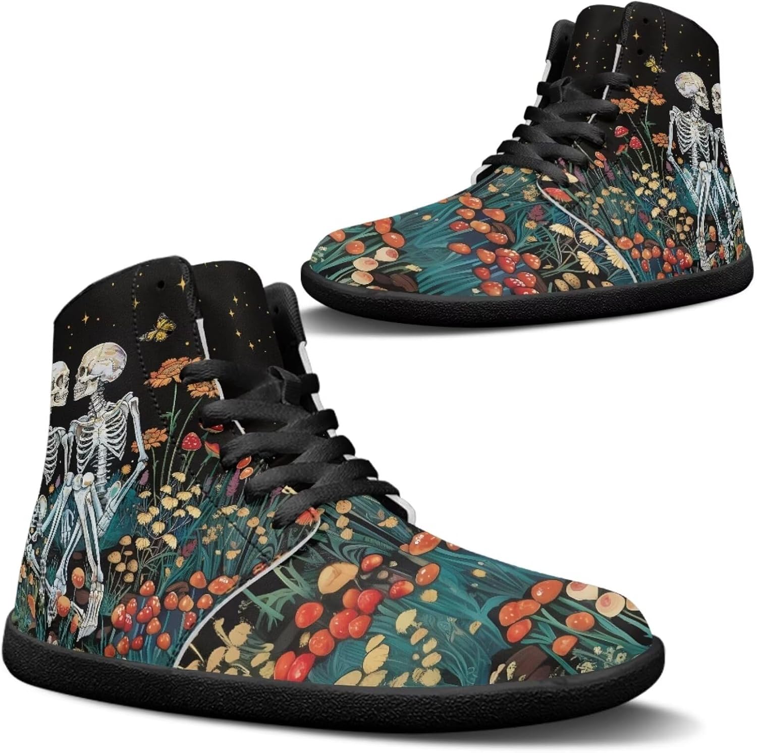

Мужские кроссовки Jeiento с черепом из сахара, подошва с нулевым перепадом, для трейлового бега, с широкой носочной частью, Skeleton Couple Mushroom