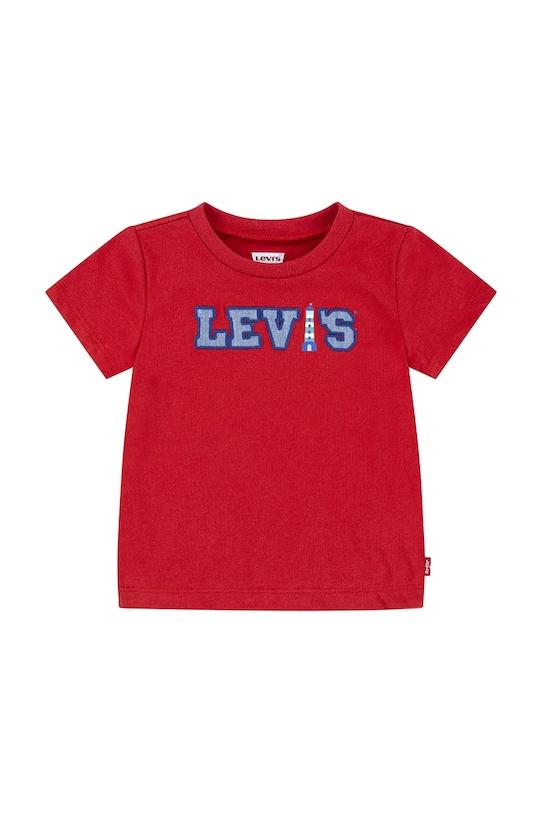 

Хлопковая футболка для малышей LOGO CHAMBRAY APPLIQUE TEE Levi'S, красный