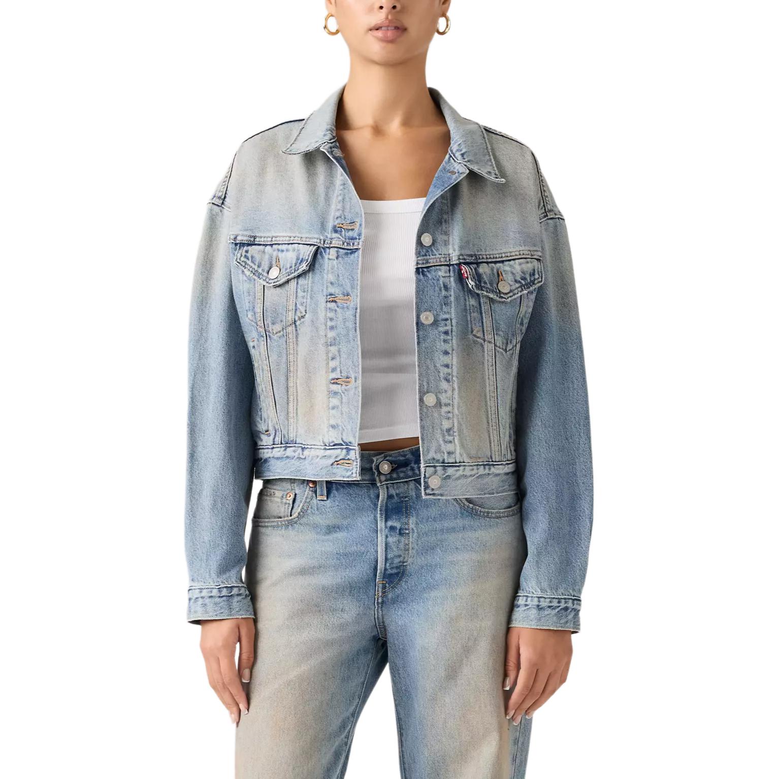 

Кропированная косуха в стиле 90-х на пуговицах Levis, trail синий