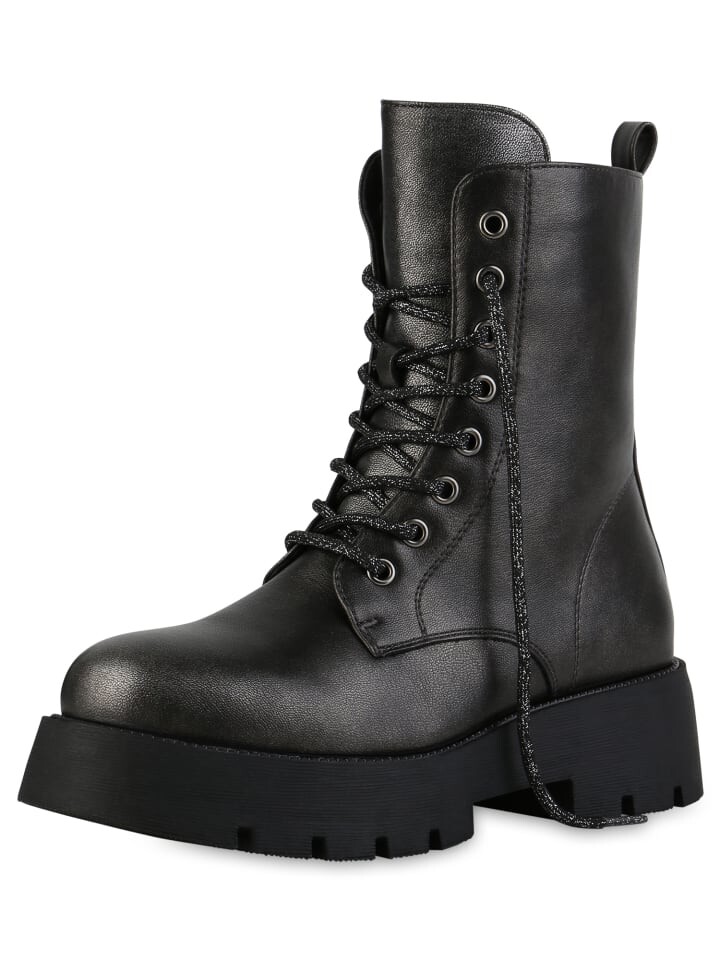 Ботильоны VAN HILL Schnürstiefeletten Arabella, цвет Grau Metallic