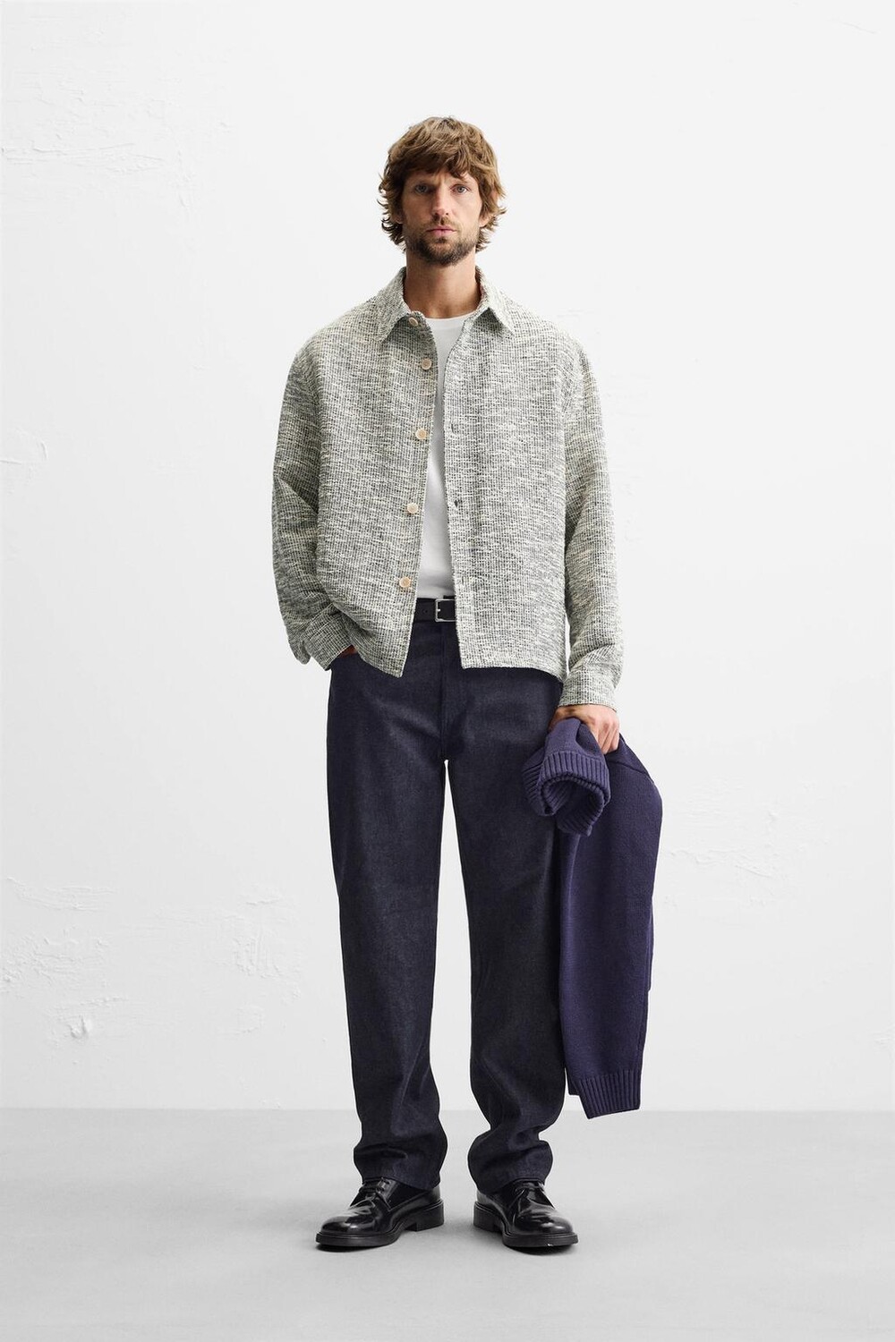 

Текстурированная верхняя рубашка ZARA, черный/белый