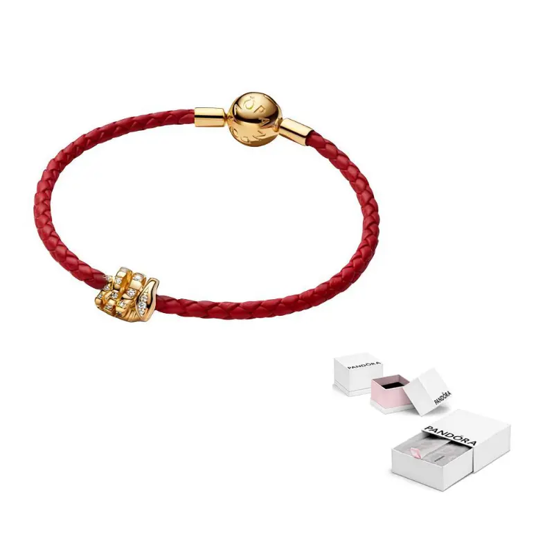 

Pandora Золотистый браслет из медного серебряного сплава с синтетическим фианитом для женщин red