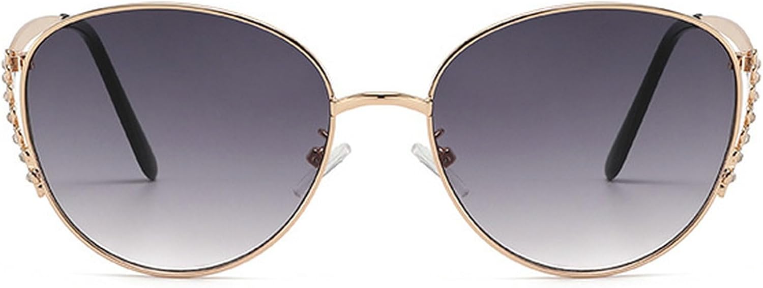 

Ретро-солнцезащитные очки «кошачий глаз» для женщин и мужчин, модные овальные солнцезащитные очки в стиле 90-х, защита от УФ-излучения, золотистая металлическая оправа, цвет шампанского mincl, Gold Gray