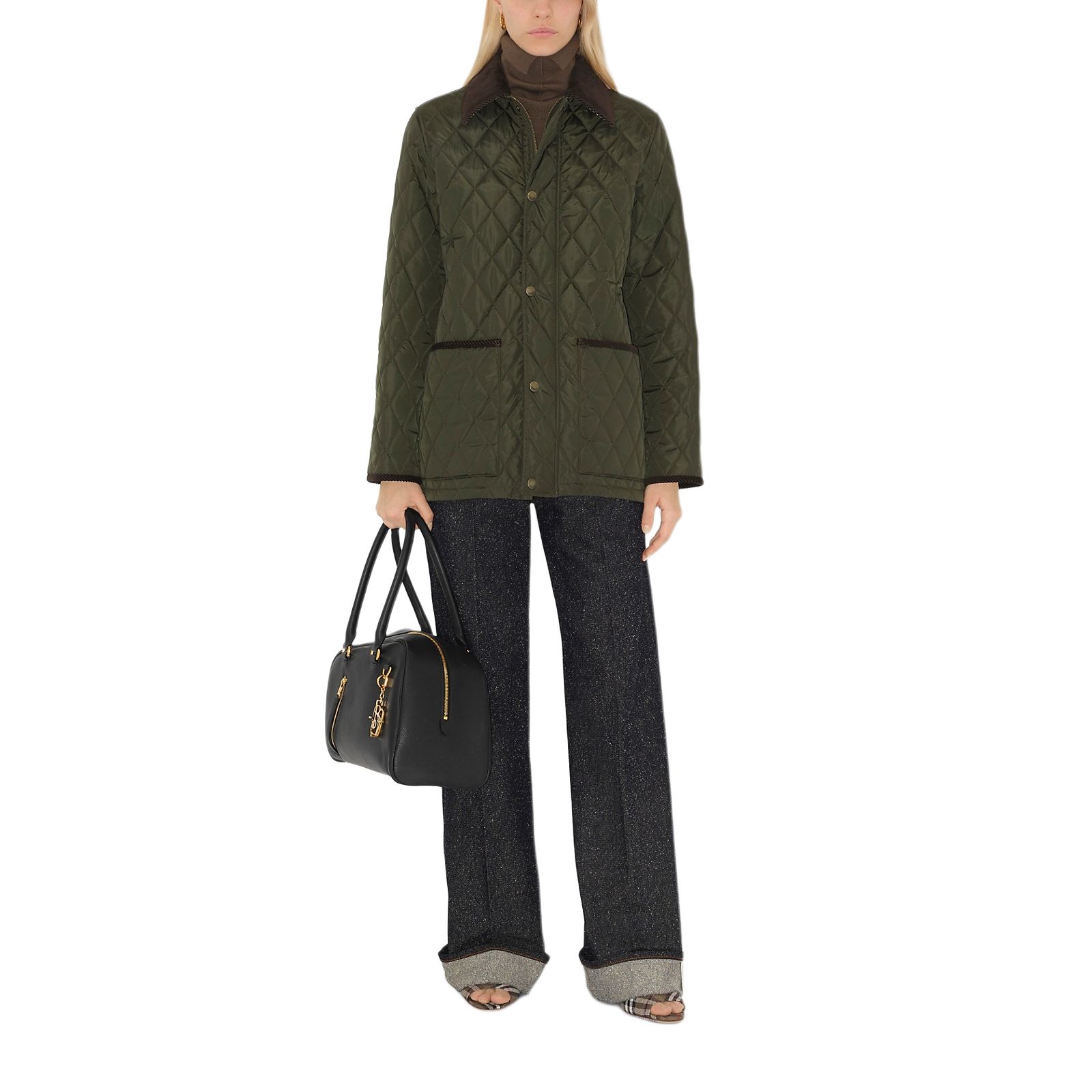 Куртка стеганая Burberry Shale/Brush Ip Check, темно-зеленый — фото 3