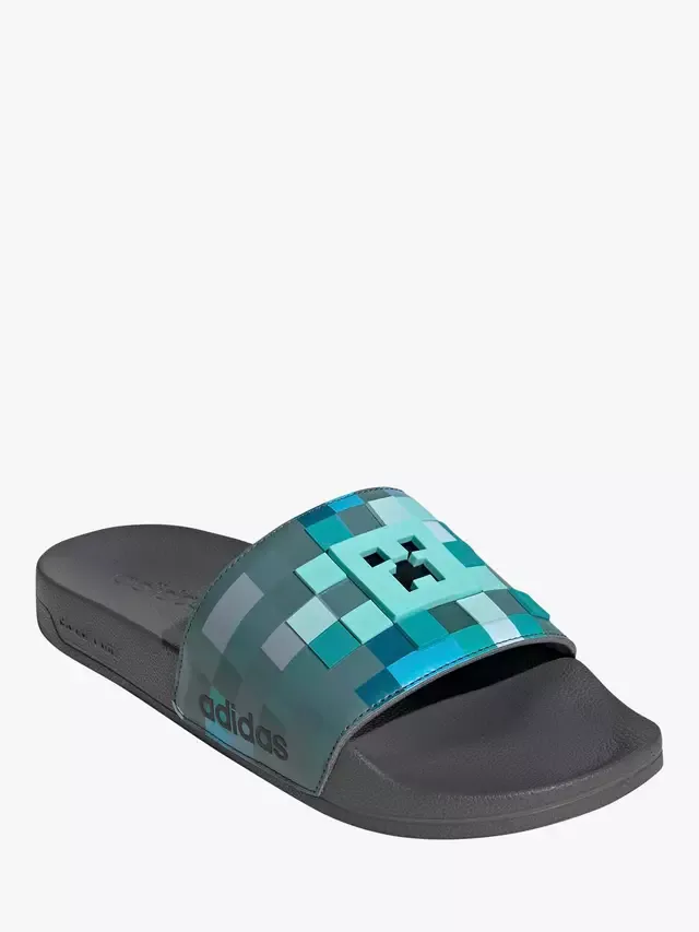 Сандалии Adidas Adilette Shower Minecraft Slider, серо-голубые adidas — фото 2
