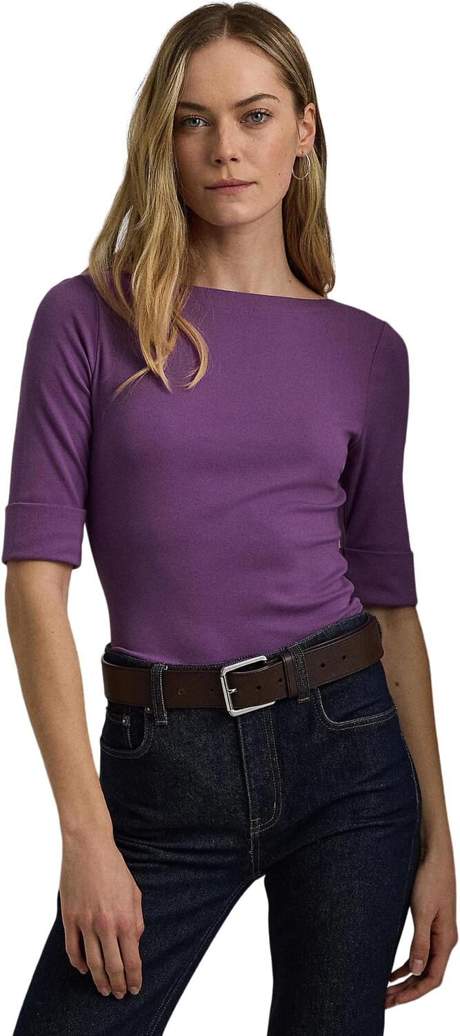 

Футболка Lauren Ralph Lauren Stretch Cotton Boatneck Tee, цвет Aurora Violet