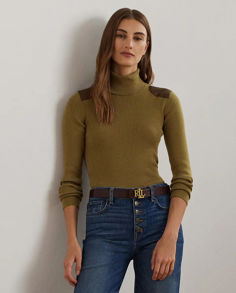 

Женский свитер с высоким воротником и длинными рукавами Lauren Ralph Lauren, коричневый