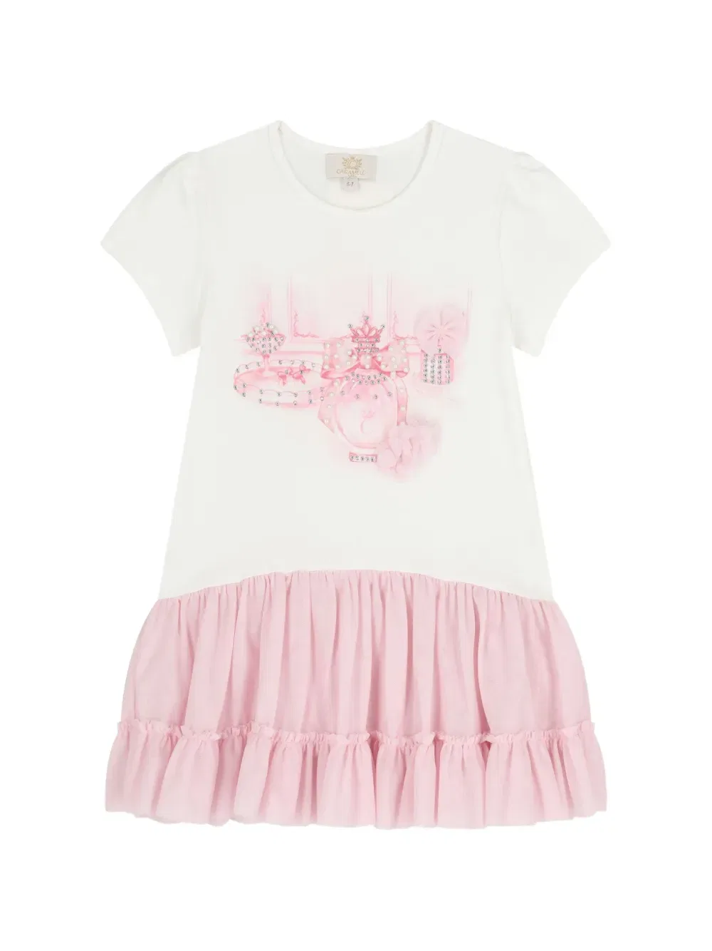 Комплект из топа и брюк с оборками Cacharel Kids, розовый — фото 3