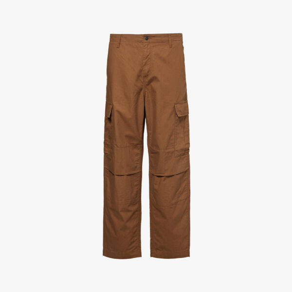 

Прямые брюки карго из хлопка с фирменной аппликацией Carhartt Wip, цвет lumber
