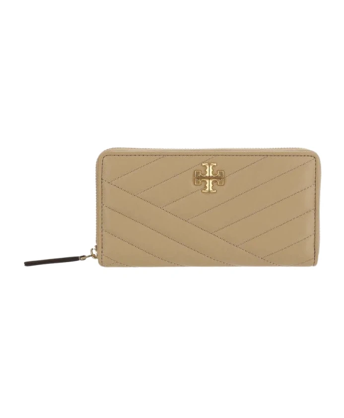 

Кожаный кошелек Matelassé на молнии Tory Burch, бежевый