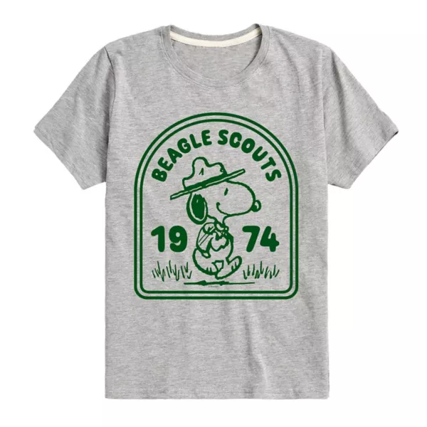 

Футболка для мальчиков 8-20 лет с принтом бойскаутского значка Peanuts и Бигля Licensed Character, серый