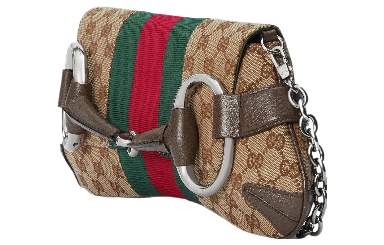 Кожаная наплечная сумка Gucci Horsebit 1955 с клатчем — фото 3