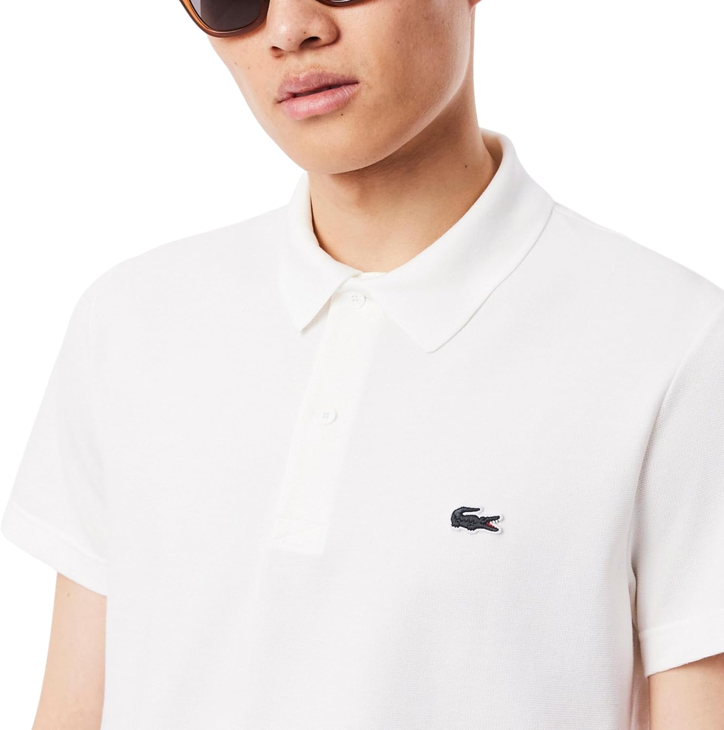 Мужская поло Lacoste Regular Fit из хлопкового микса, White — фото 2
