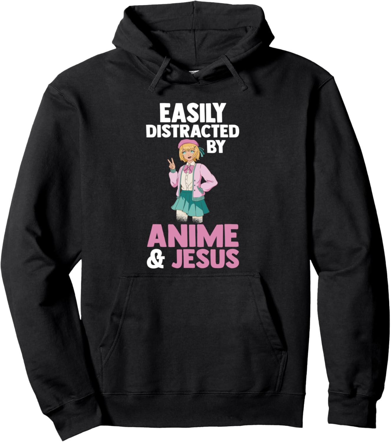 

Толстовка с символикой аниме Easy Distracted by Anime & Jesus Anime Merchandise Anime Merchandice & Jesus Gift, черный