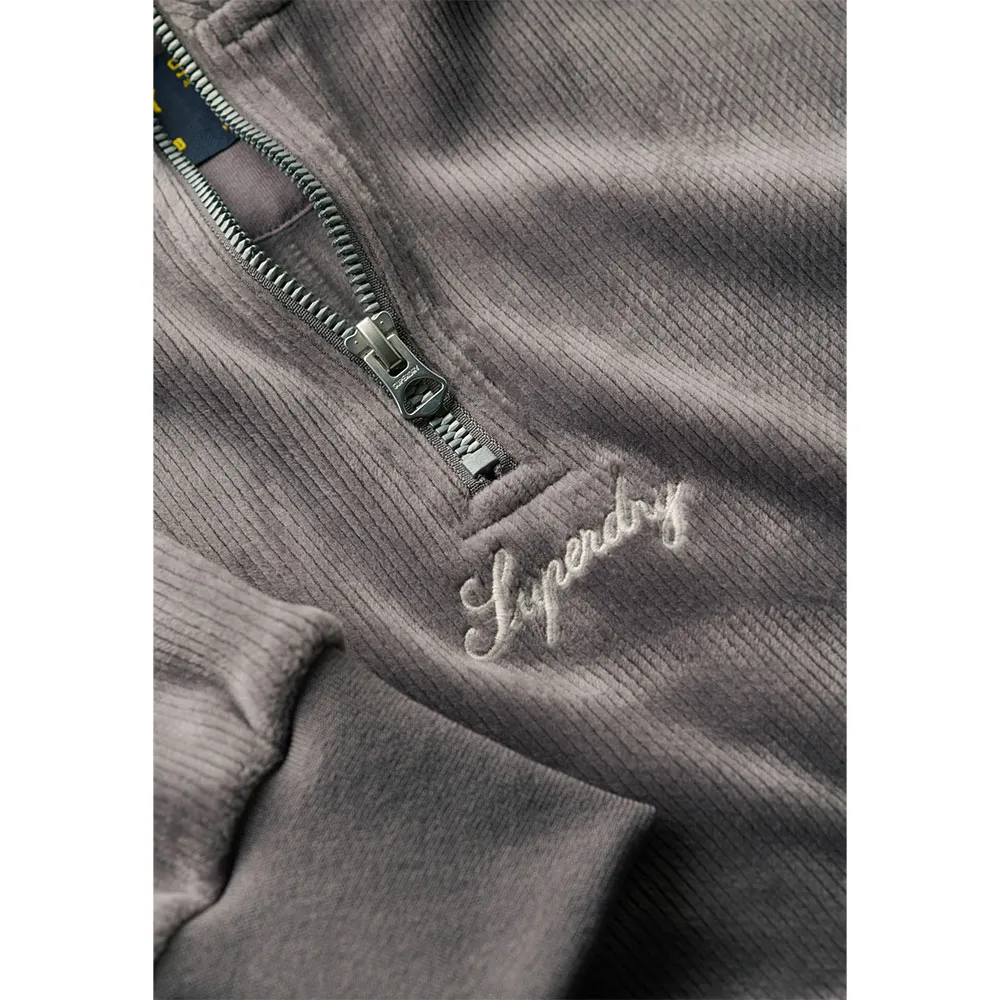 Толстовка Superdry Country Club Velour half zip, серый — фото 4