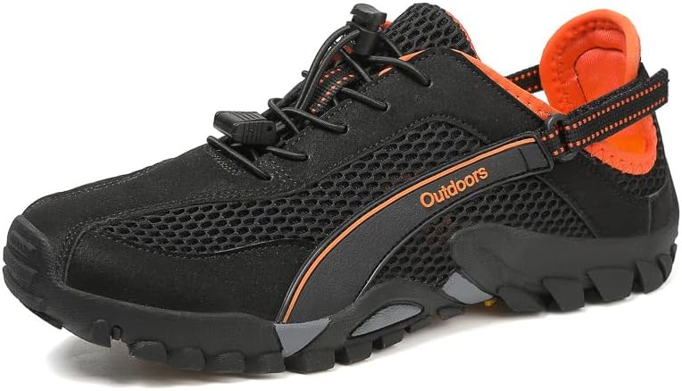

Мужские водонепроницаемые кроссовки для походов, для прогулок по тропам и речного туризма, быстро сохнущие амфибийные обувь для рыбалки, пляжа, плавания и повседневной носки Qacksv, оранжевый