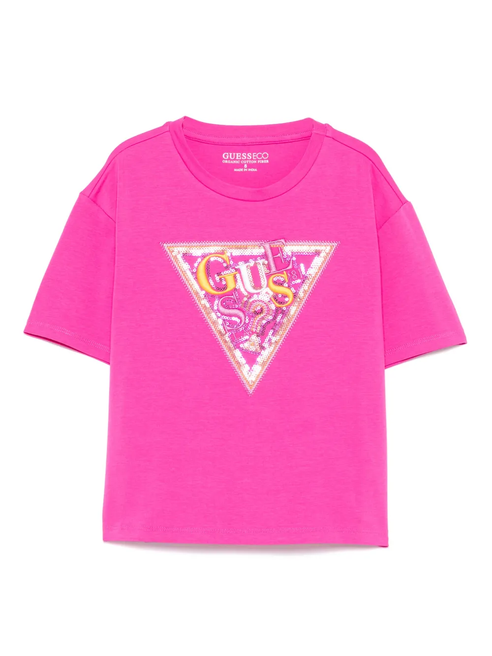 

Футболка с вышитым логотипом guess kids, розовый