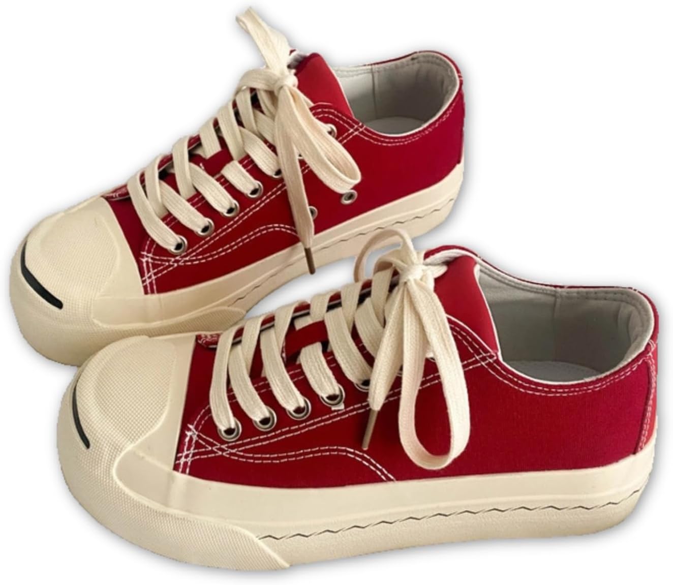 

Кроссовки на платформе для женщин, милые винтажные тканевые туфли, с круглым носком, толстой подошвой, удобные повседневные прогулочные обувь Ojqih, красный