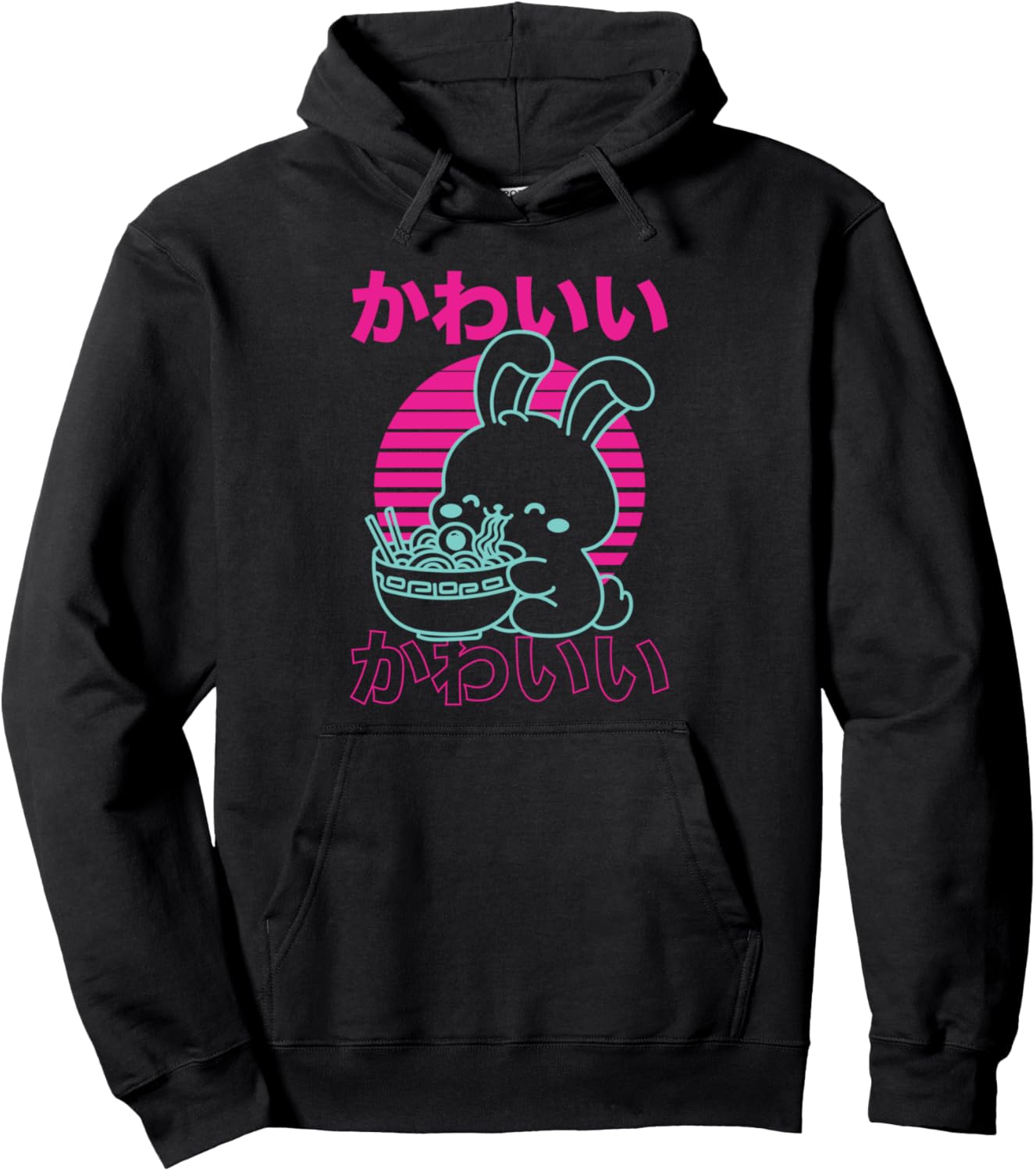 

Худи с изображением кролика и рамена из Японии Japanese Merch & Vaporwave Aesthetics Gift, черный