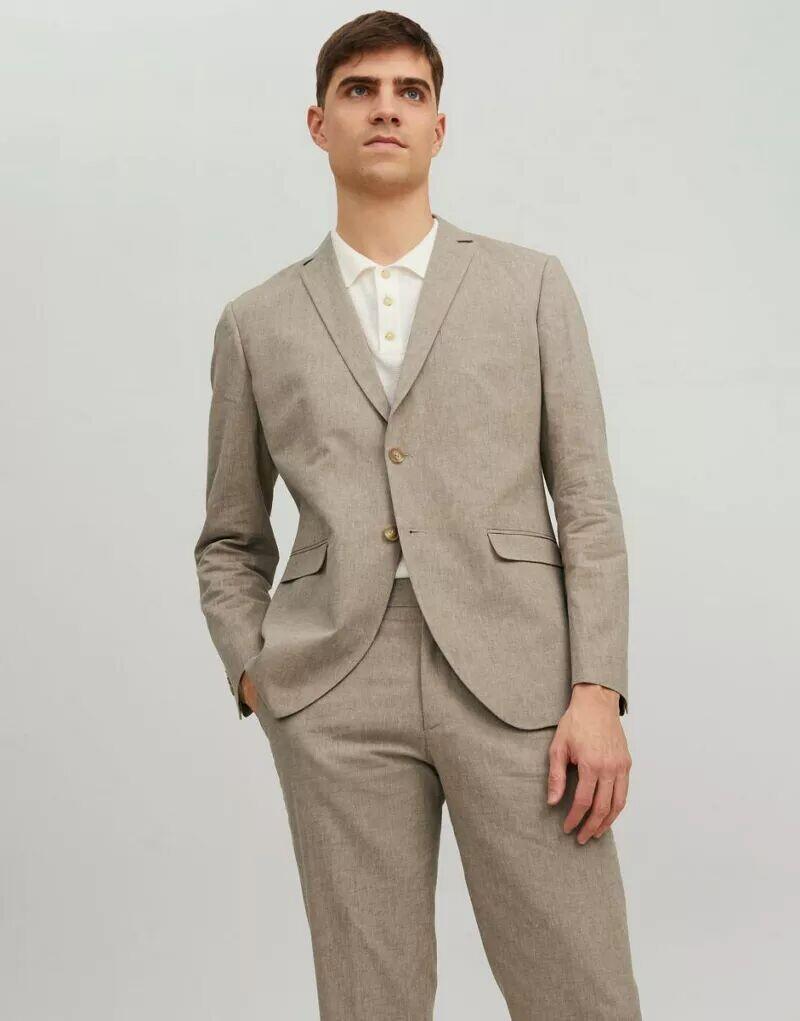 

Бежевый льняной пиджак узкого кроя Jack & Jones Primavera, Серый, Бежевый льняной пиджак узкого кроя Jack & Jones Primavera