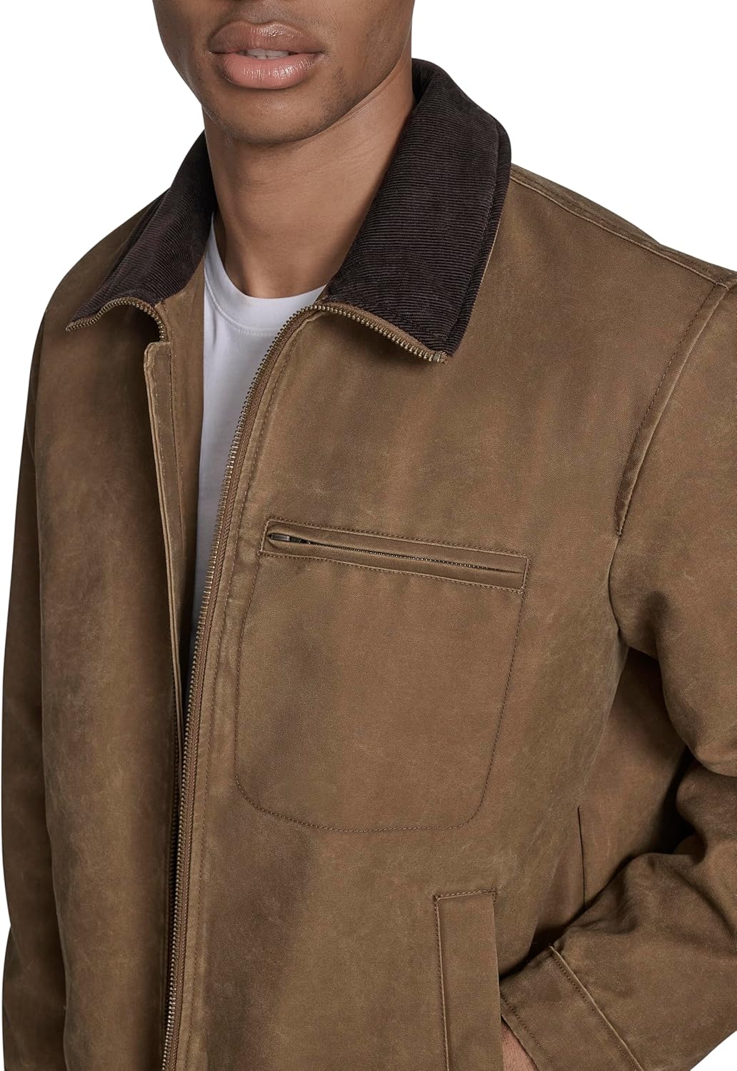 Мужская хлопковая куртка Levi's Depot с вельветовым воротником, Worker Brown Wax Look — фото 4