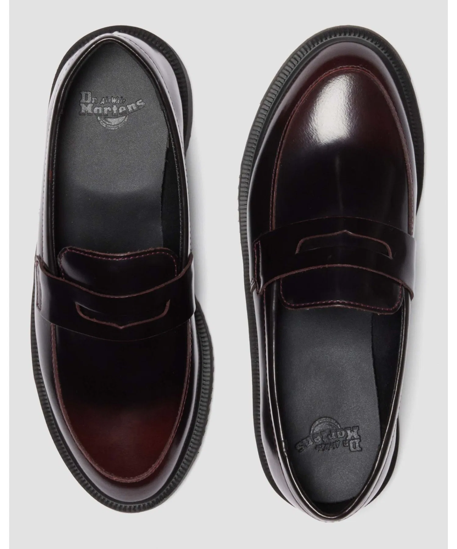 Унисекс кожаные лоферы Dr. Martens TEMARA с эффектом старения вишни — фото 2