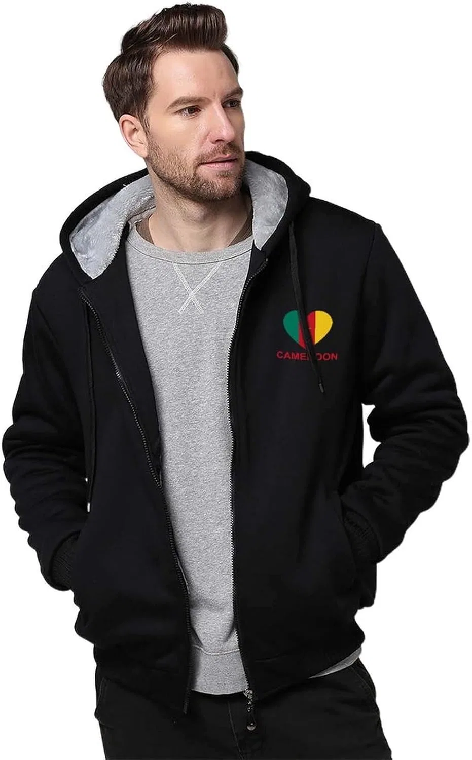 Толстовка на молнии с капюшоном, флисовая, Winter Warm, Black-style