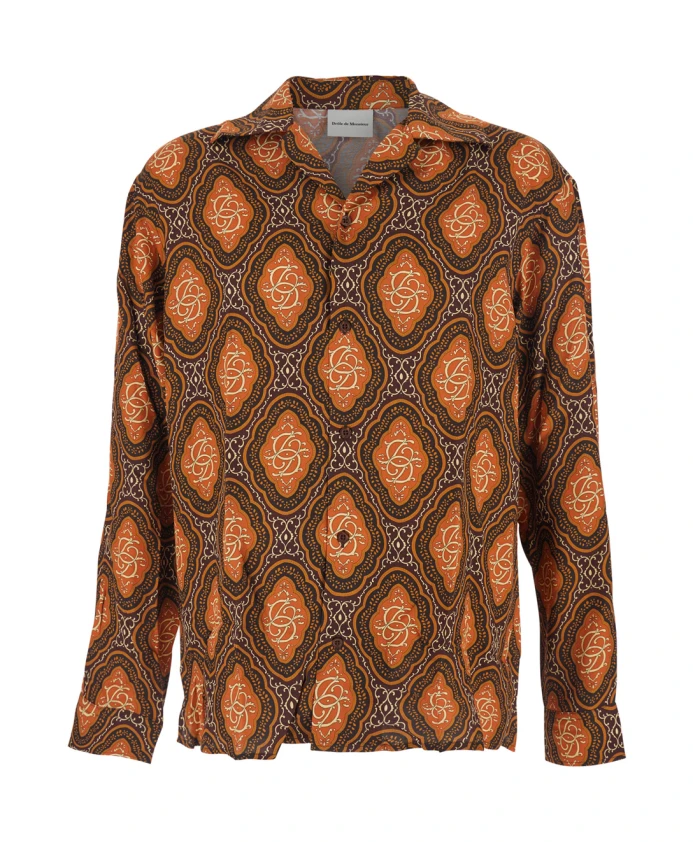 

Коричневая рубашка с медальонным узором Drole De Monsieur, коричневый