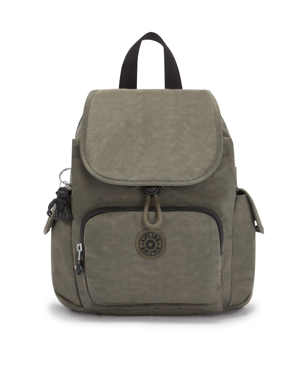 

Женский рюкзак Kipling City Pack Mini из гладкого нейлона цвета хаки с клапаном Kipling